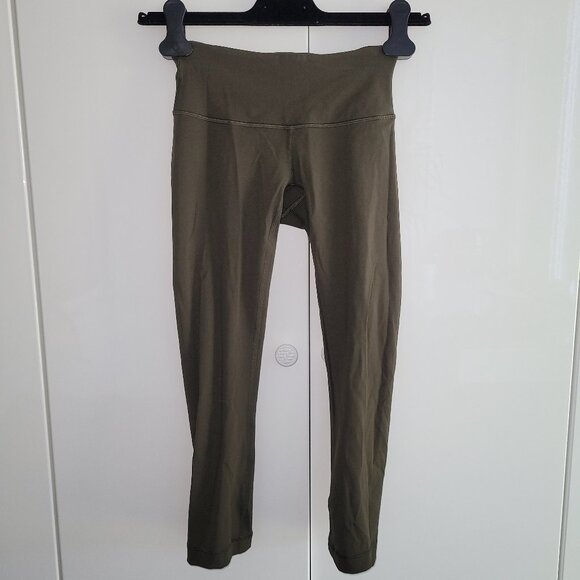 lululemon athletica Wunder Under Crop Leggings in Dark Olive Luxtreme  Size 2 - Picture 1 of 6